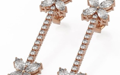 4.42 ctw Marquise Diamond Designer Earrings 18K Rose Gold