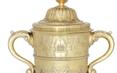 A GEORGE I SILVER-GILT CUP AND COVER, MARK OF PIERRE PLATEL, LONDON, 1716