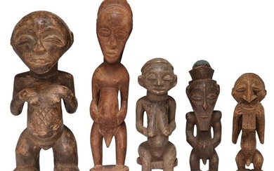 (5) AFRICAN CARVED WOOD TRIBAL FIGURES