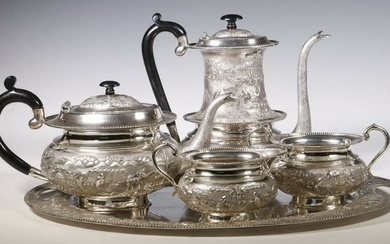 (5 PC) ANGLO-INDIAN STERLING TEA & COFFEE SET