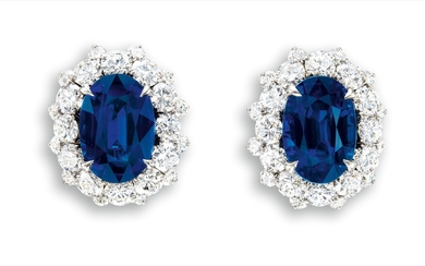 Bulgari, A Very Fine Pair of Sapphire and Diamond Earrings, Bvlgari