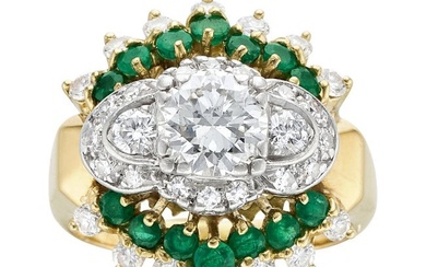 55370: Diamond, Emerald, Platinum, Gold Ring Stones: T