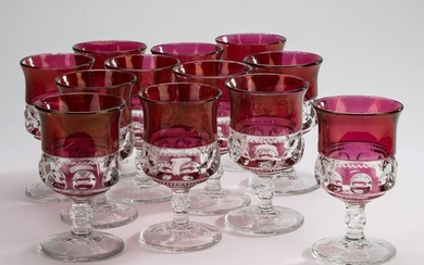 (12) Tiffin 'King's Crown' pattern wine glasses