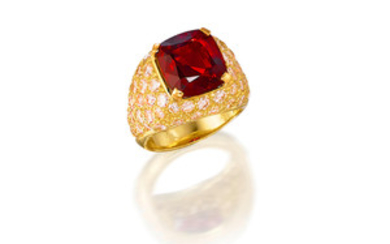 A Spinel and Diamond Ring