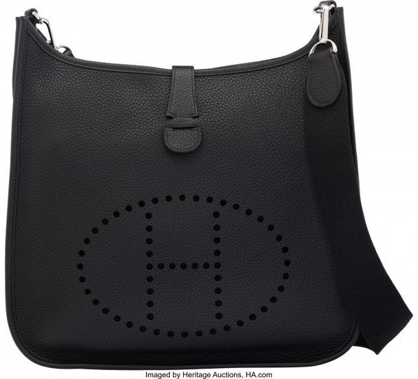 58070: Hermès Black Clemence Leather Evelyne III