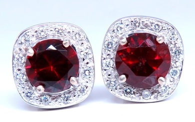 5ct Natural Garnet Diamond Clip Earrings 14kt Gold