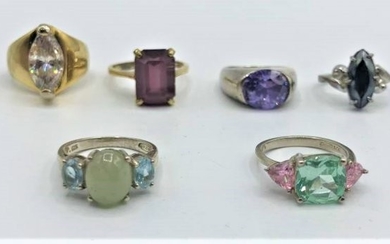 6 Assorted Rings, 4 STERLING, [1] 14 K Gold Filled