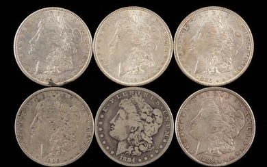 6 Morgan Silver Dollars