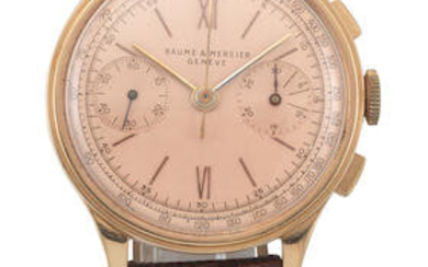 Baume & Mercier. An 18K gold manual wind chronograph wristwatch