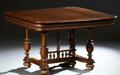 French Carved Walnut Henri II Style Dining Table, c.