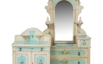 Two pieces of American painted cottage furniture circa 1870...