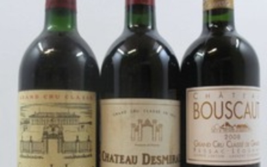 11 bouteilles 6 bts : CHÂTEAU DESMIRAIL 1986 3è GC Margaux (base goulot étiquettes abimées)