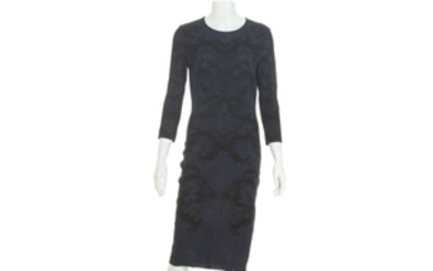 Alexander McQueen Blue Stretch Knit Jacquard Dress, black...