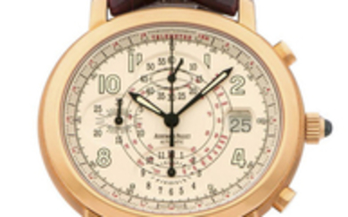 AUDEMARS PIGUET MILLENARY CHRONOGRAPH PINK GOLD A very fine self-winding 18K pink gold wristwatch with chronograph.