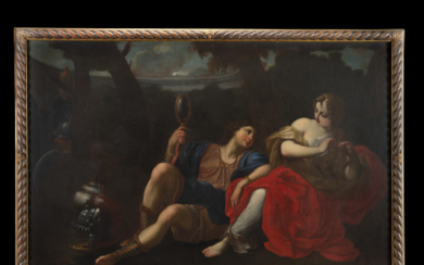 Bolognese School of the Late 17th - Early 18th Century Rinaldo and Armida Oil on canvas 141.5x219 cm. Framed (defects...