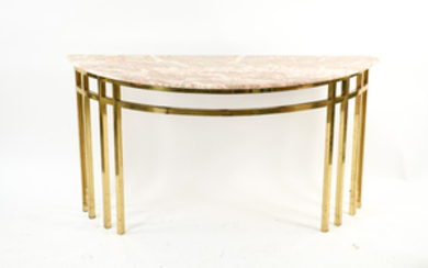 70'S BRASS & MARBLE TOP CONSOLE