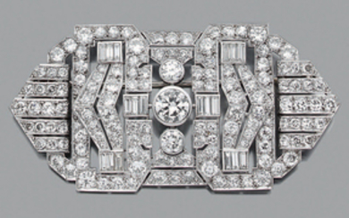 Broche - pendentif "plaque" Diamants ronds,...
