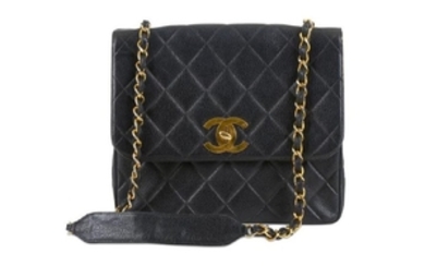 Chanel Black Satchel Flap Bag XL, c. 1991-94, quilted