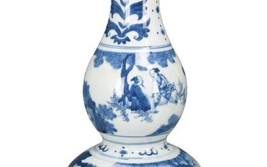CHINESE BLUE AND WHITE PORCELAIN DOUBLE GOURD VASE