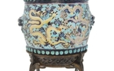 * A Chinese Fahua Porcelain Stool, Gudeng