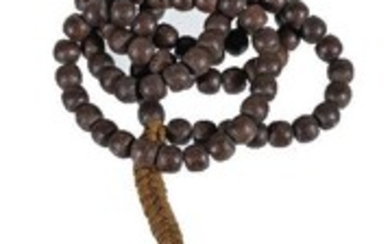 A Chinese wood bead necklace