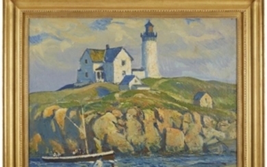 CLARENCE K. CHATTERTON (american 1880-1973) "NUBBLE LIGHTHOUSE" (YORK CLIFFS,...