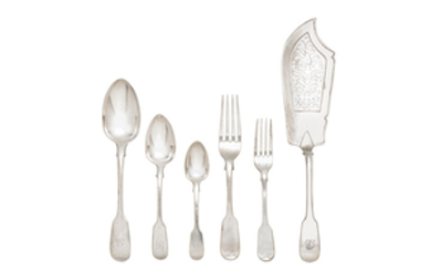 A collection of Fiddle pattern silver flatware