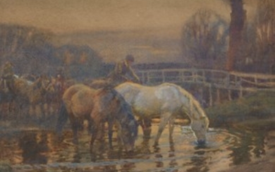 CROSSING THE FORD, Sir Alfred James Munnings, P.R.A., R.W.S., P.R.