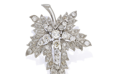 A diamond 'Feuille de Platane' clip brooch