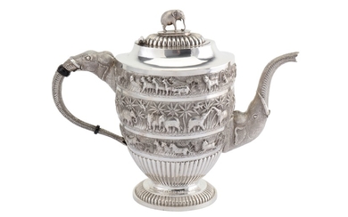 An early 20th century Anglo – Indian Raj unmarked silver coffee pot, probably Calcutta circa 1910