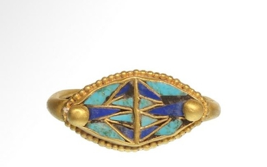 Egyptian Gold Ring with Glass Lotus CloisonnŽ, c.
