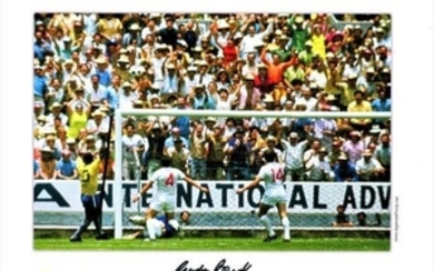Football Gordon Banks 12x16 signed colour photo picturing the iconic save from Pele during the 1970 world cup finals in Mexico....
