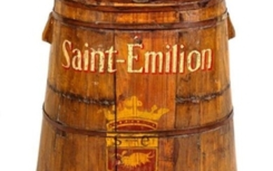 A French Iron Mounted Painted Barrel Height 30 x width