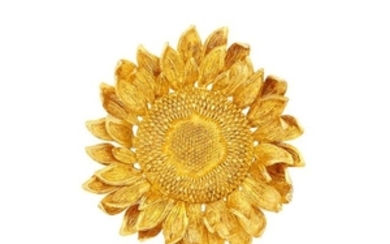 Gold Sunflower Clip-Brooch, Asprey