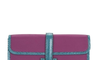 Hermès Anemone and Bleu Petrole Jige Duo of Niloticus Lizard and Swift Leather