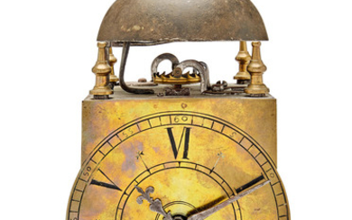 An Italian iron and brass lantern clock with six hour dial
