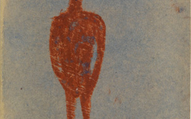 MARK TOBEY Man on a Blue Background. Crayon and watercolor on paper, 1961....