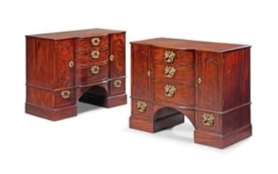 A MATCHED PAIR OF GEORGE III MAHOGANY COMMODES, ATTRIBUTED TO WRIGHT AND ELWICK, CIRCA 1760