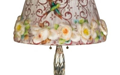 Pairpont Puffy Hummingbird and Rose Table Lamp