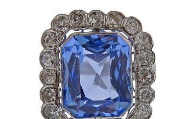 Platinum Diamond Blue Stone Ring