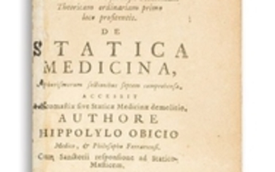 SANTORIO, SANTORIO - (Sanctorius of Padua). Ars de Static Medicina. With notes by Hipolito Obicio.