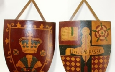 Pair of shields painted with crests