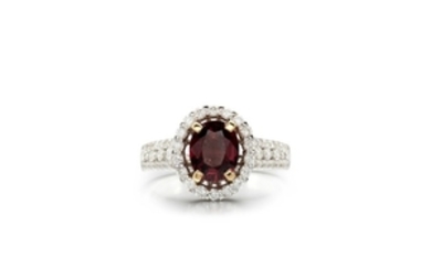 SPINEL AND DIAMOND RING