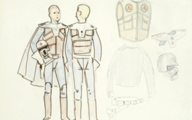 Star Wars Episode V - The Empire Strikes Back: An early unused Hoth Rebel costume design in colour pencil