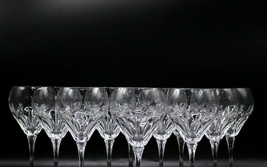 Thirteen [13] Crystal Glass Wine Glasses marked "S"