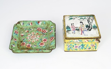 TWO CHINESE QING ENAMELLED ITEMS