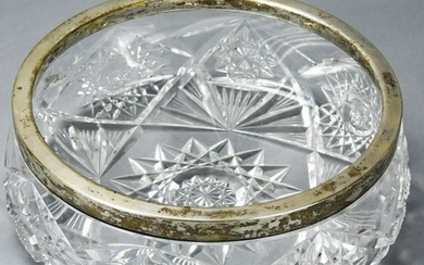 Vintage 800 Silver + Brilliant Cut Crystal Bowl