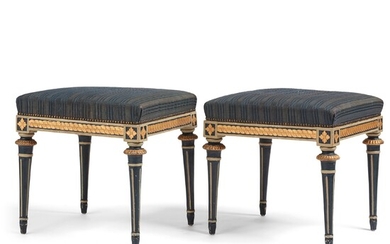 A pair of Gustavian stools by J Malmsten (master in Stockholm 1780-1788).