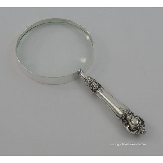 .800 Silver Handled Magnifier with Ornate Handle