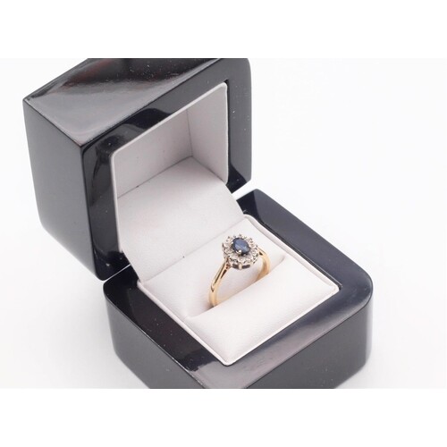 9 Carat Gold Sapphire and Diamond Cluster Ring Hallmarked Lo...